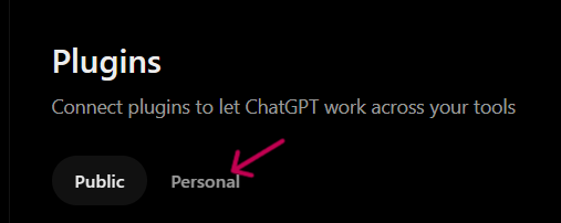 The plugin directory with the Personal tab highlighted