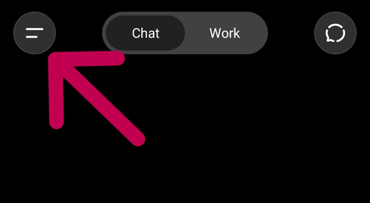 The ChatGPT phone app with the menu button highlighted